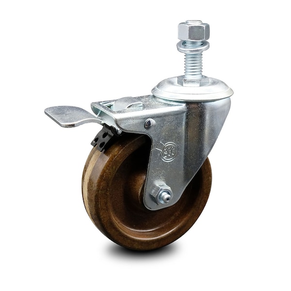 4 Inch High Temp Phenolic Swivel 12mm Stem Caster with Total Lock Brake SCC